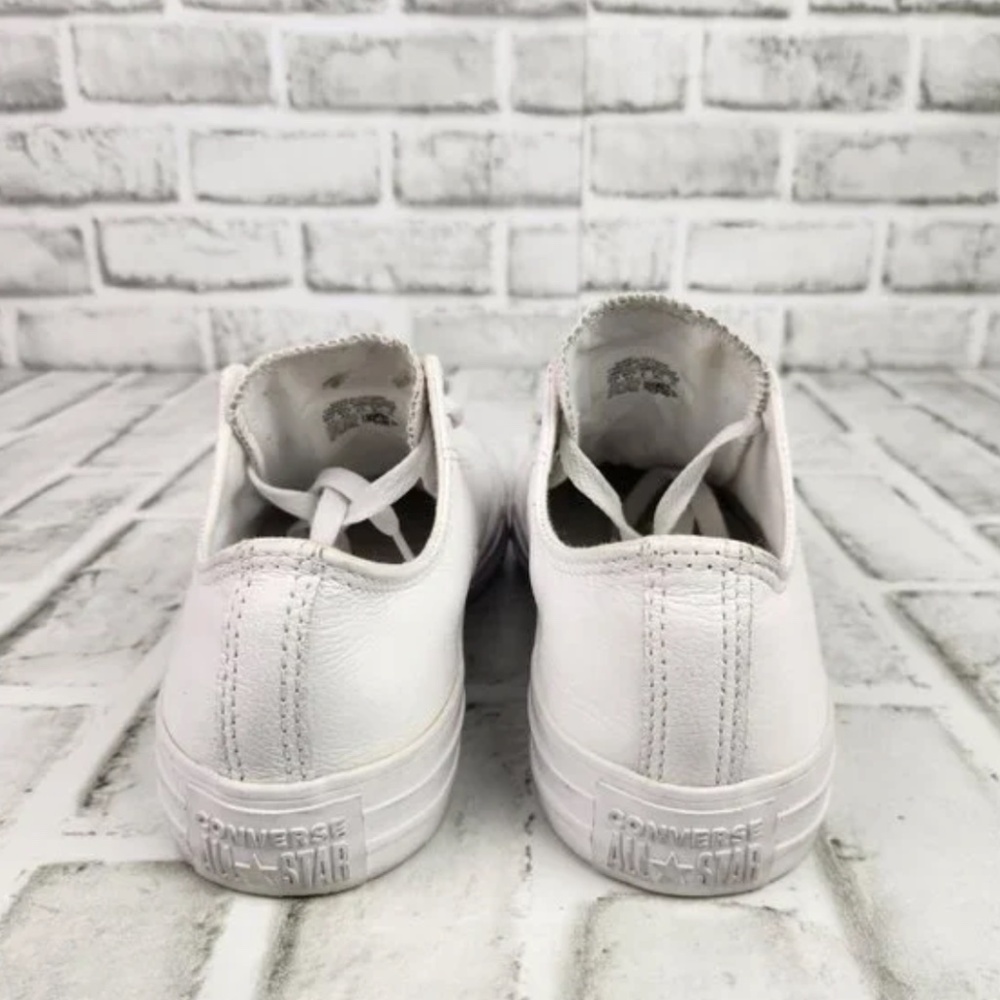 Converse CTAS Women's Size 8.5 All White Leather Low Top Classic Athletic Shoes - Picture 2 of 3